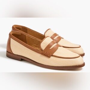J. Crew woven raffia tan penny loafers . NWOT size 7.5